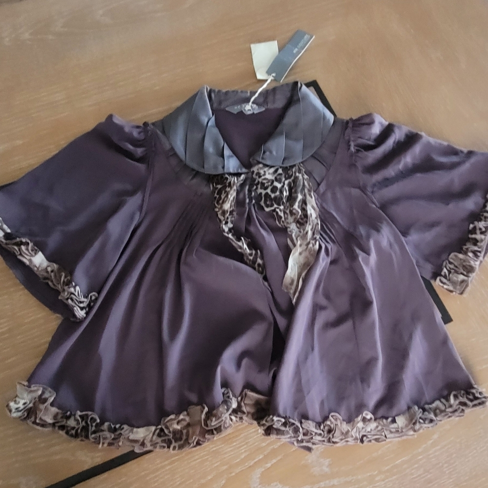 MM Couture Purple Blouse with Ruffle Trim